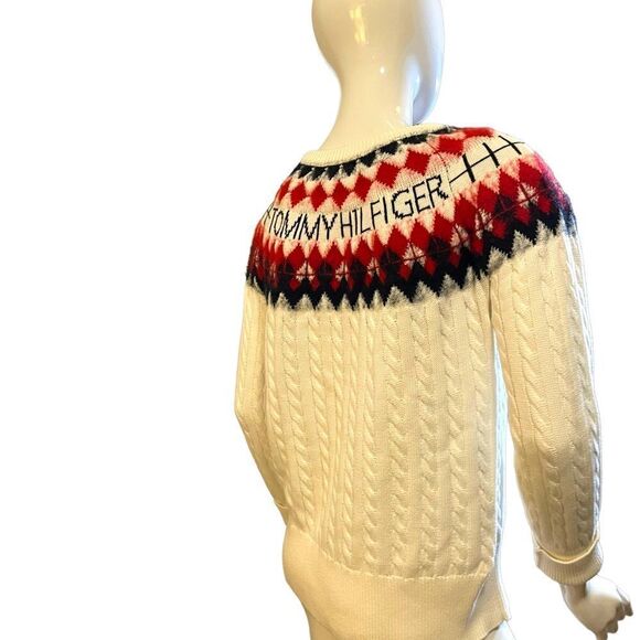 Tommy Hilfiger Fair Isle Argyle Logo Crewneck Sweater Medium - Picture 6 of 12